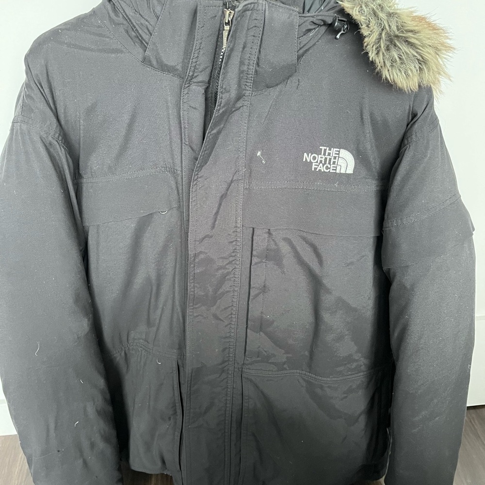 The North Face Black Puffer Jacket with Fur-Trimmed Hood